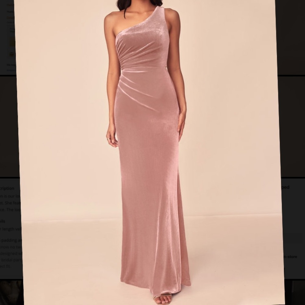 Bridesmaid Dress - Hourglass/ Floor Length/ Velvet/ Comfortable/ One Shoulder